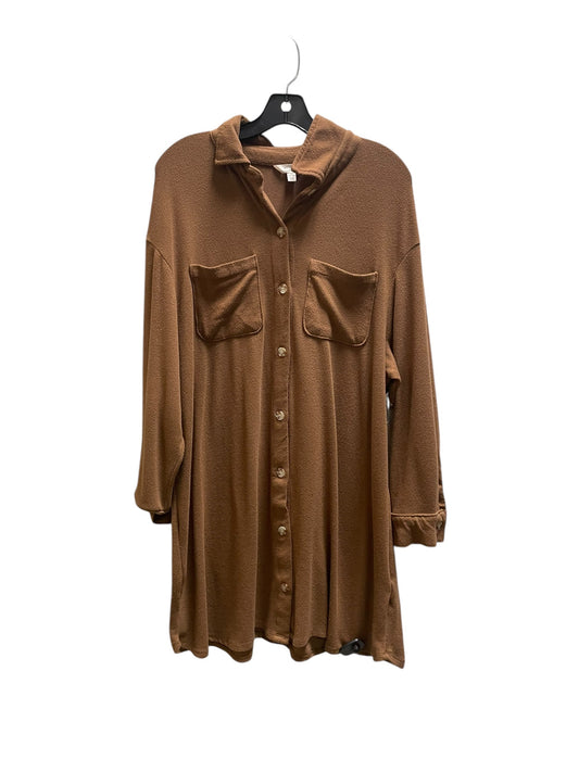 Top Long Sleeve By Terra & Sky In Brown, Size: 1x