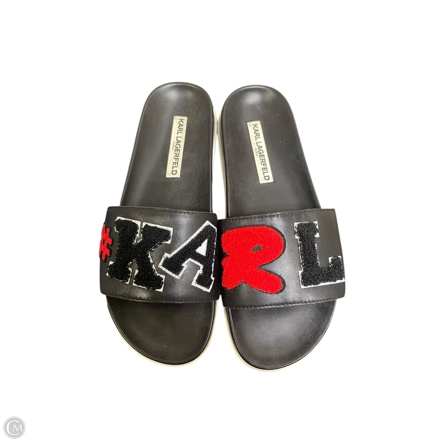 Sandals Designer By Karl Lagerfeld In Black, Size: 7