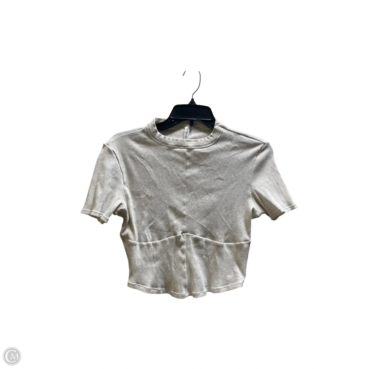 Top Short Sleeve By Fabletics In Cream, Size: L