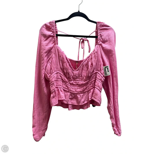 Top Long Sleeve By Free People In Pink, Size: L