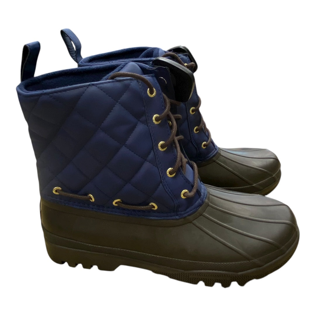 Boots Ankle Flats By Sperry In Blue & Brown, Size:10