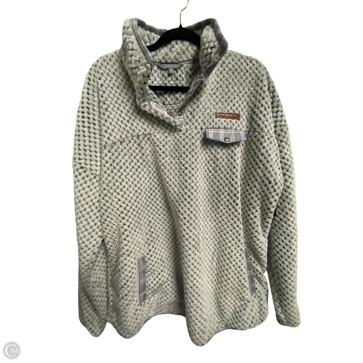 Jacket Fleece By Simply Southern In Grey, Size: 2x