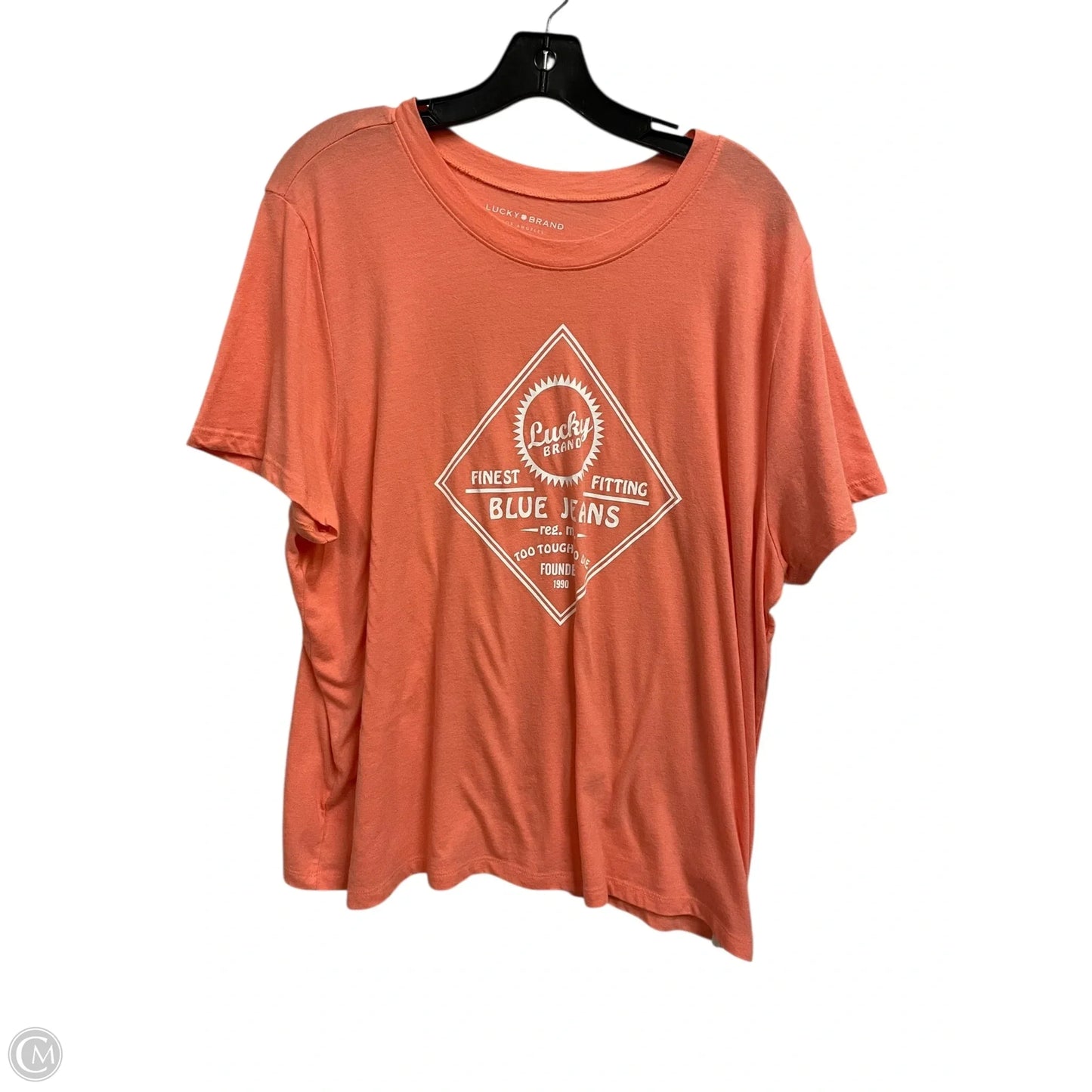 Top Short Sleeve By Lucky Brand In Orange, Size: Xxl