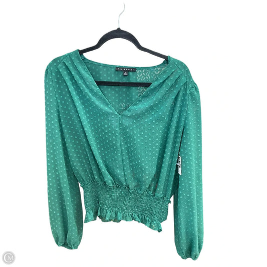 Top Long Sleeve By Haute Monde In Green, Size: Xl
