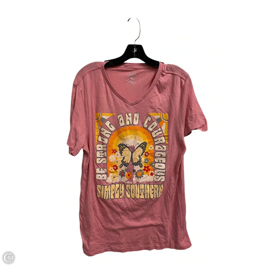 Top Short Sleeve Basic By Simply Southern In Pink, Size: L
