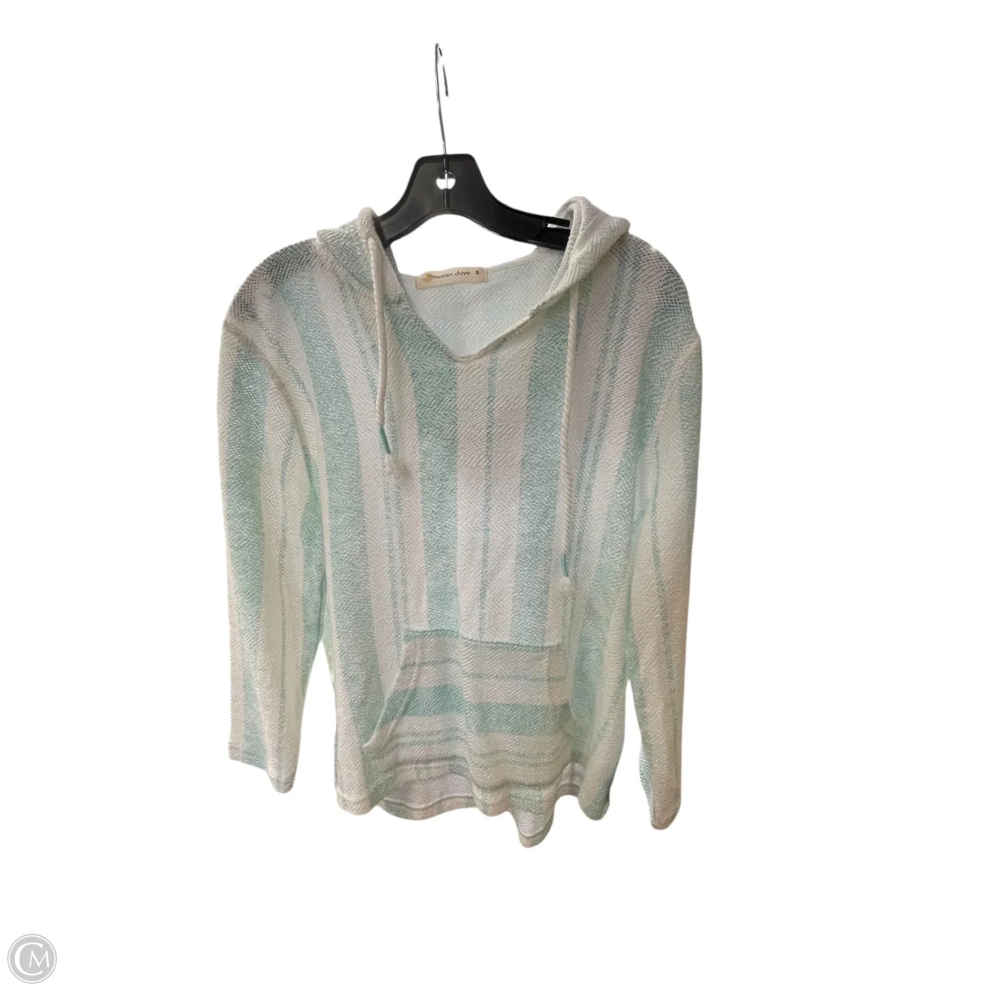 Sweatshirt Hoodie By Ocean Drive In Blue & White, Size: S