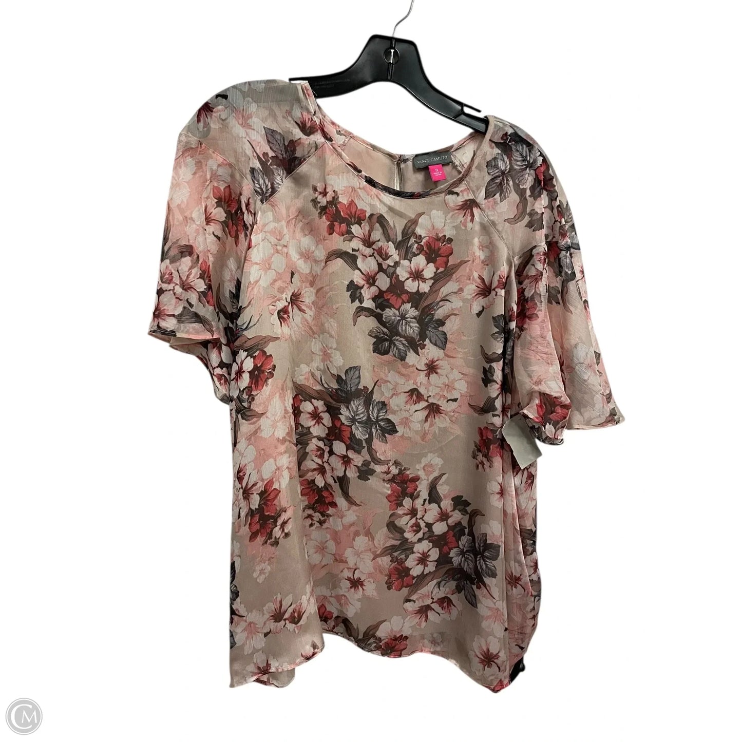 Top Short Sleeve By Vince Camuto In Floral Print, Size: 1x