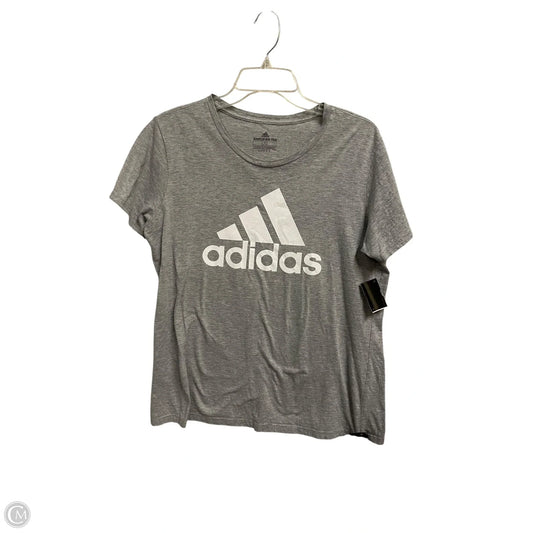 Athletic Top Short Sleeve By Adidas In Grey, Size: L