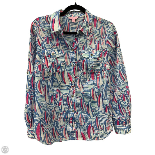 Top Long Sleeve Designer By Lilly Pulitzer In Blue, Size: 6
