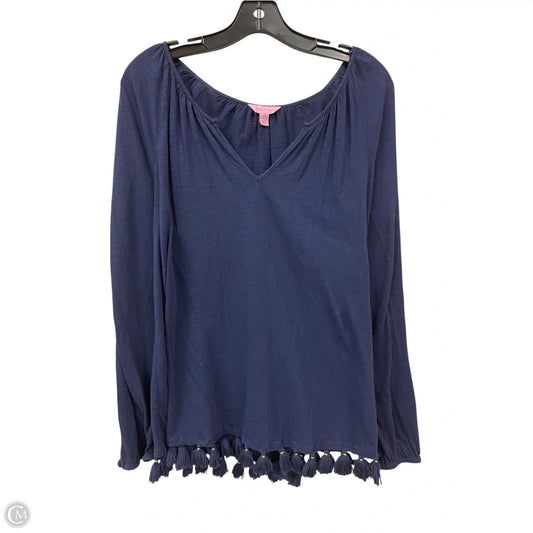 Top Long Sleeve Designer By Lilly Pulitzer In Blue, Size: M