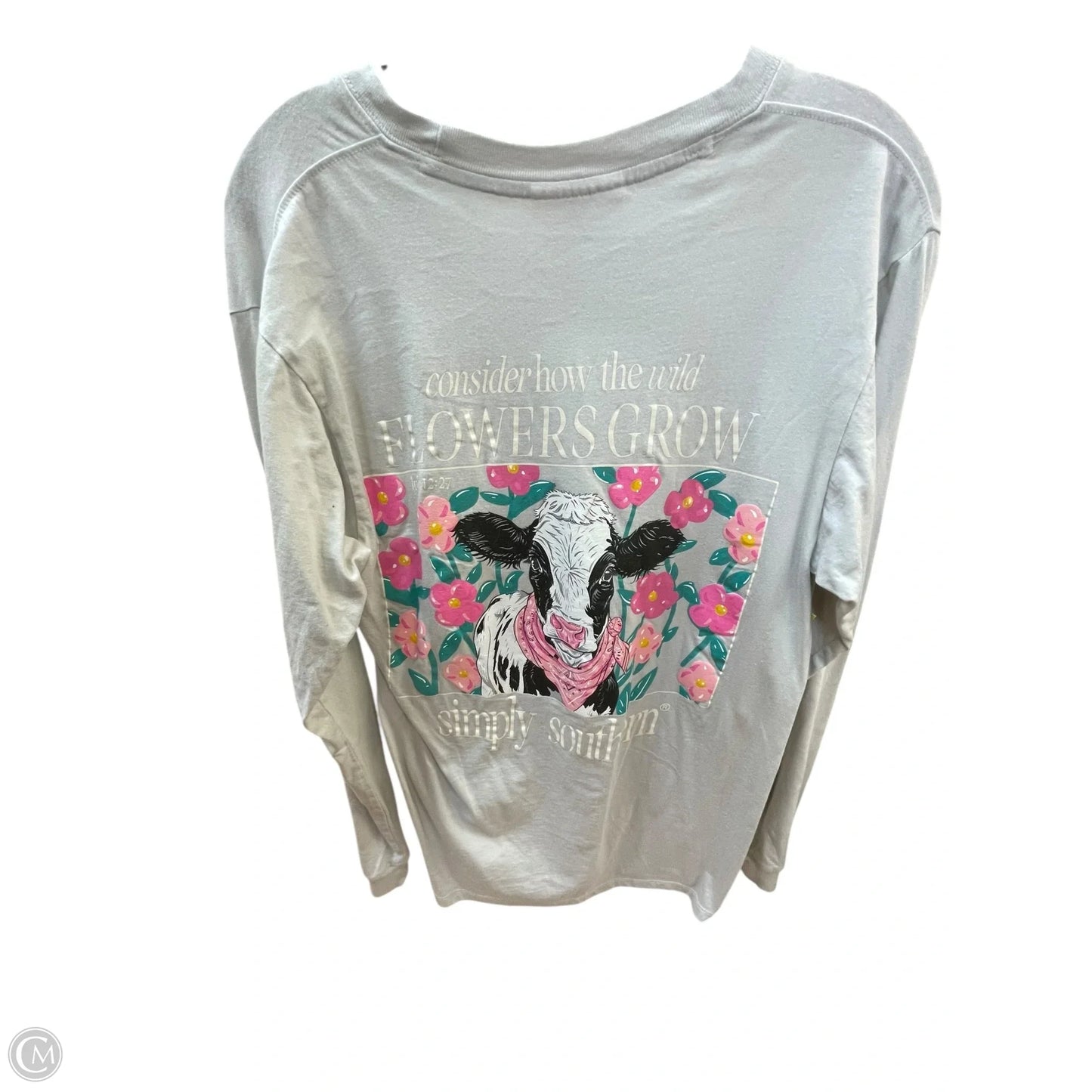 Top Long Sleeve By Simply Southern In Grey & Pink, Size: S