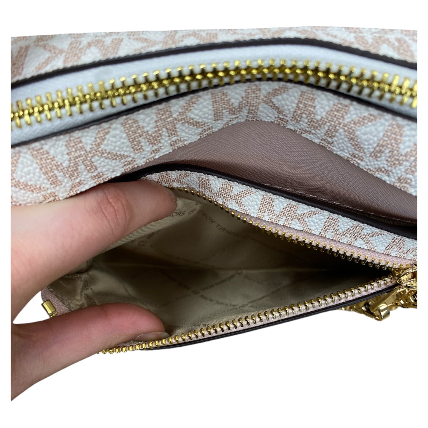 Handbag Designer By Michael Kors In Rose Gold, Size:Medium