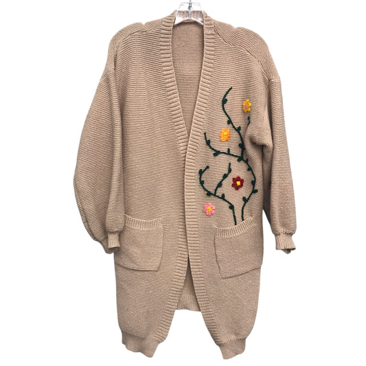 Sweater Cardigan By Shein In Tan, Size:L