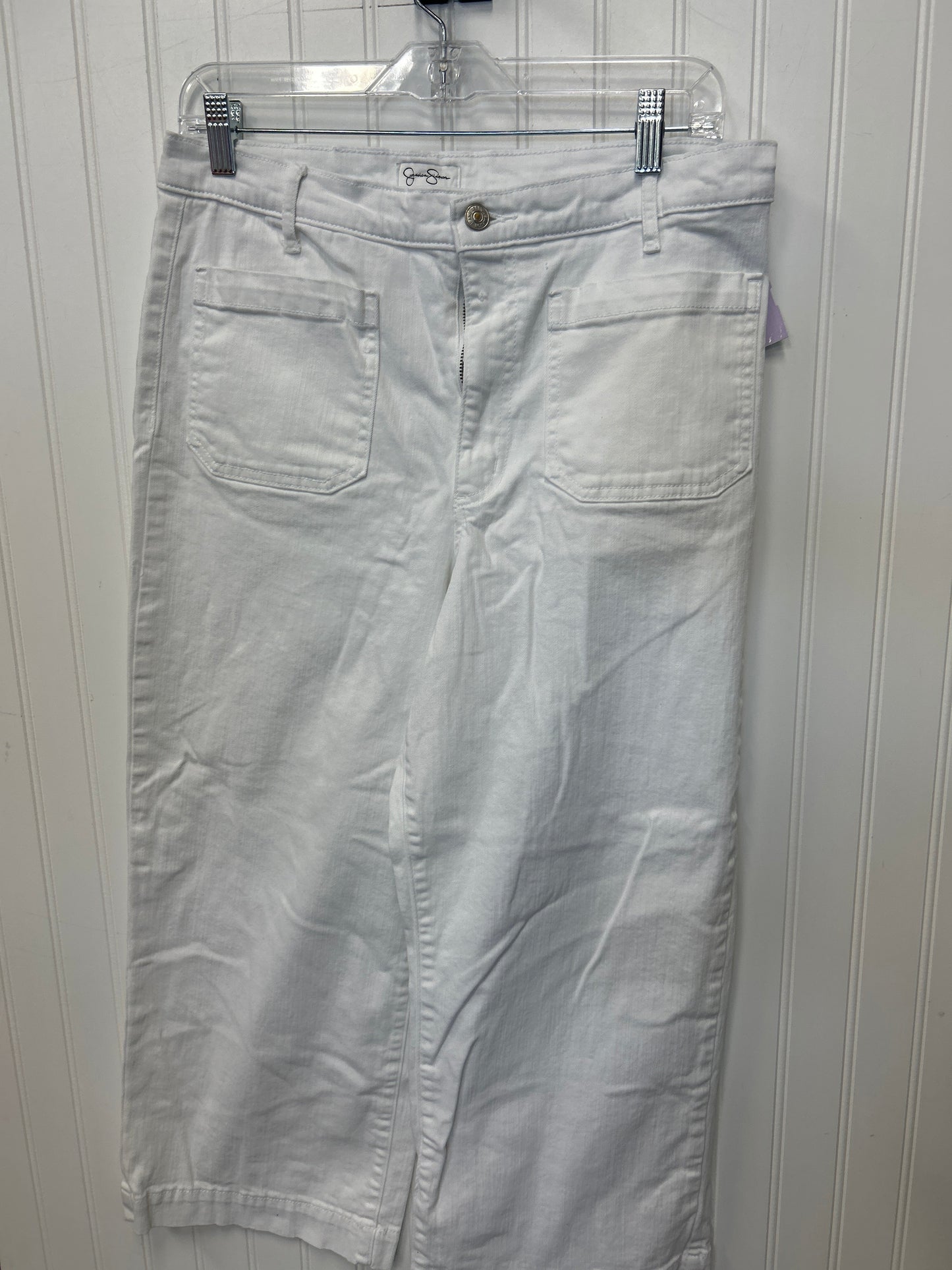 Jeans Cropped By Jessica Simpson In White Denim, Size:10
