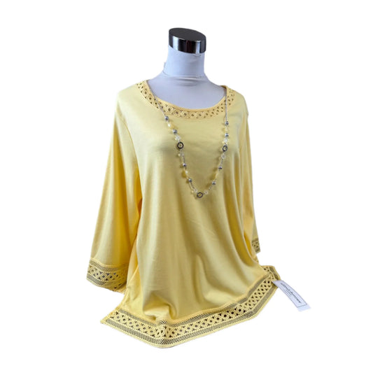 Top 3/4 Sleeve By Alfred Dunner In Yellow, Size: 1x