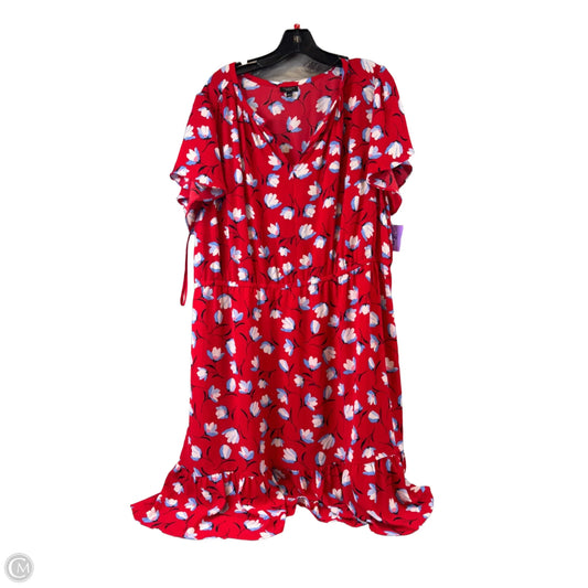 Dress Casual Midi By Talbots In Blue & Red, Size: 2x