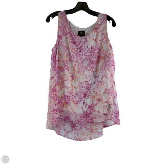 Top Sleeveless Basic By Jm Collections In Pink & White, Size: S