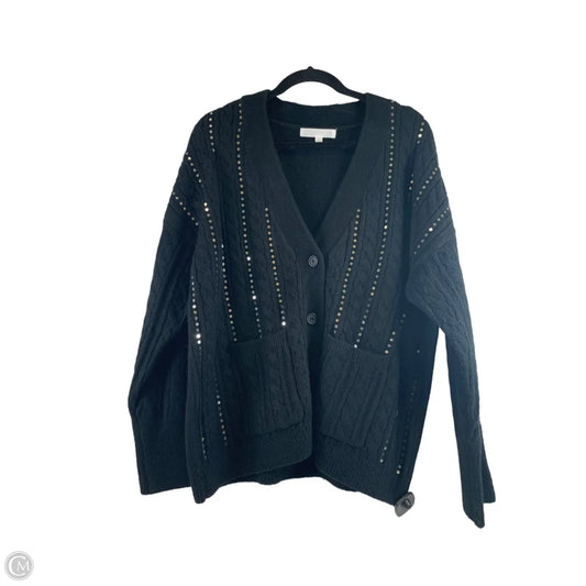 Sweater Cardigan By Clothes Mentor In Black & Silver, Size: L
