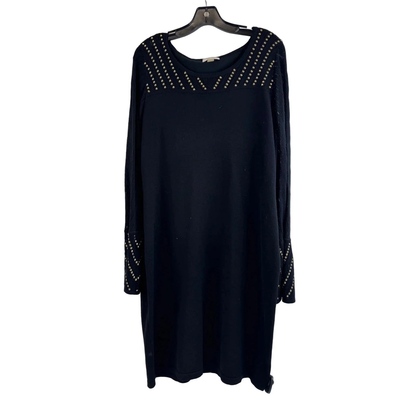 Dress Casual Midi By Calvin Klein In Black & Gold, Size: Xl