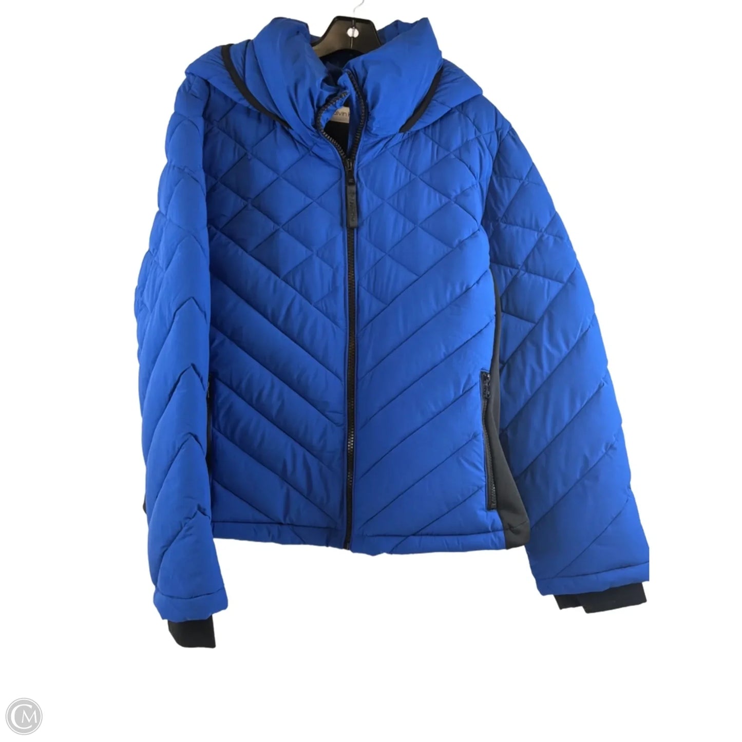 Jacket Puffer & Quilted By Calvin Klein In Black & Blue, Size: Xxl