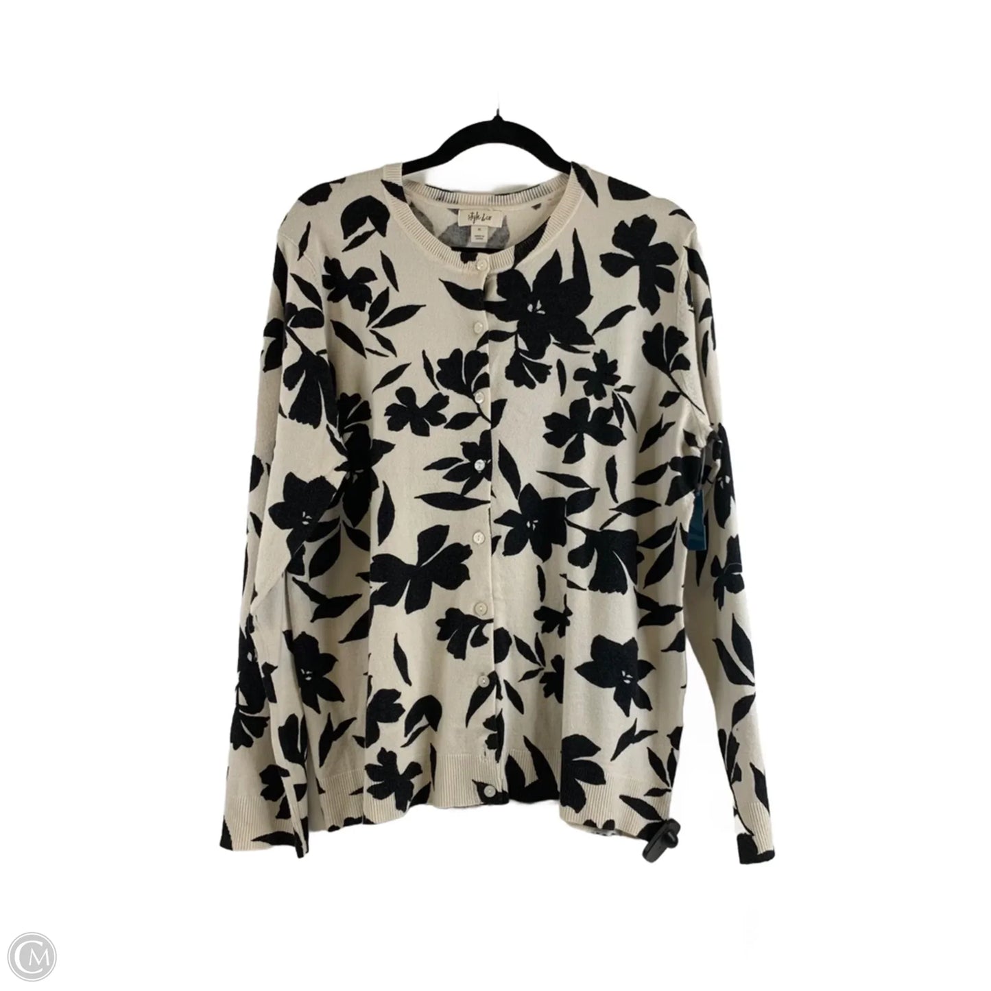 Cardigan By Style And Company In Black & Tan, Size: Xl