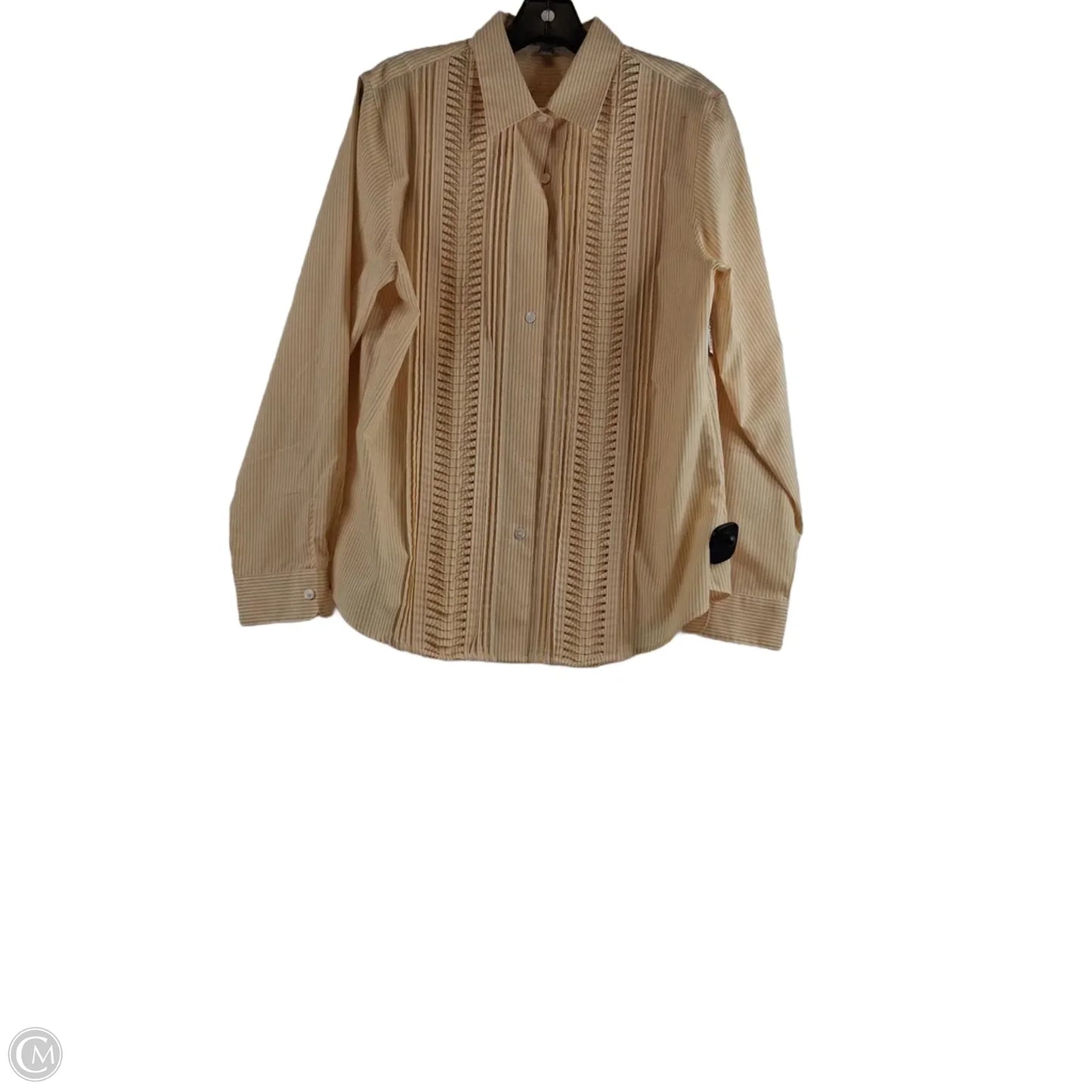 Top Long Sleeve Basic By Foxcroft In Striped Pattern, Size: L