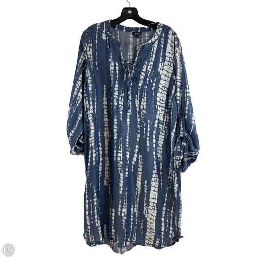 Dress Casual Midi By Ana In Blue & White, Size: L