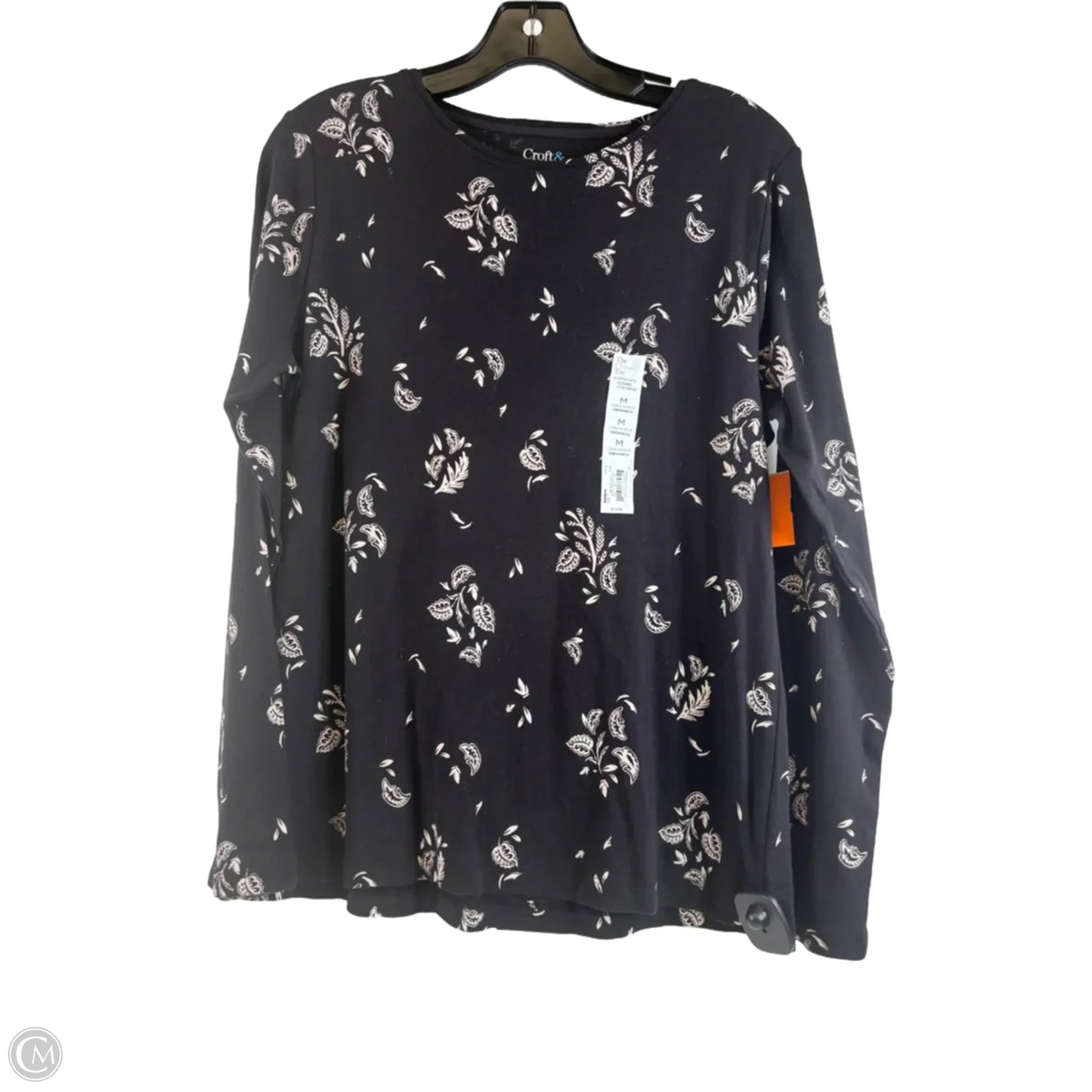 Top Long Sleeve Basic By Croft And Barrow In Black & White, Size: M