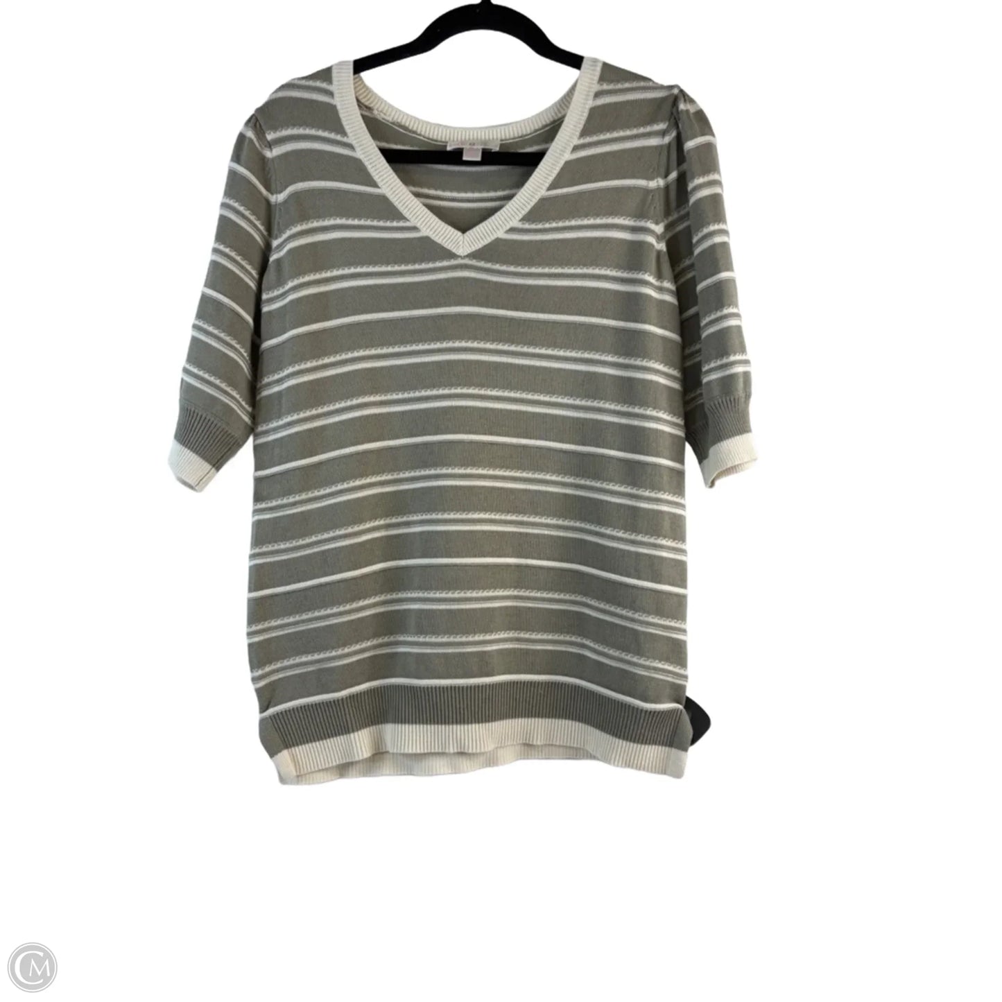 Top Short Sleeve By Belle By Kim Gravel In Green & Tan, Size: S