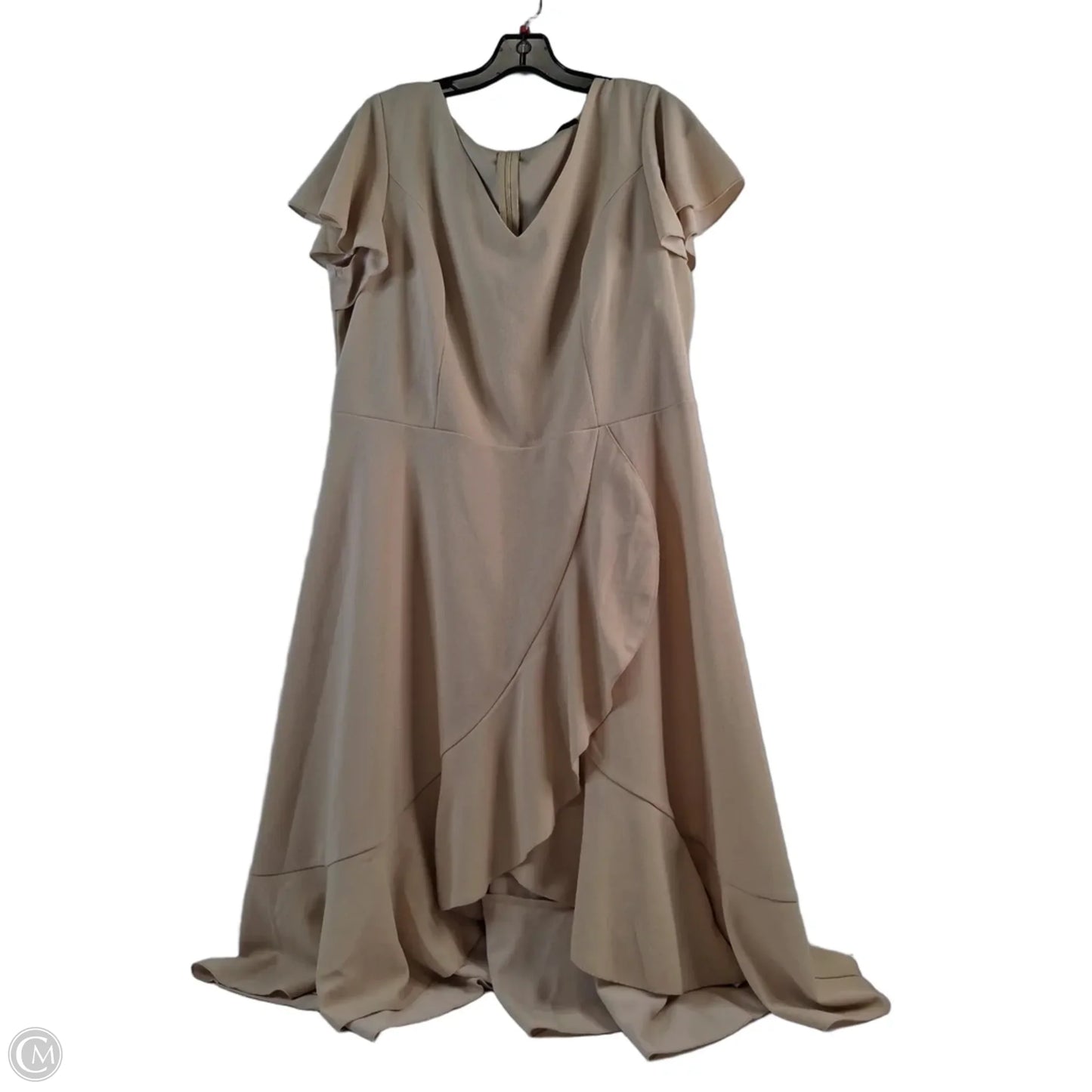 Dress Casual Midi By Clothes Mentor In Tan, Size: 2x