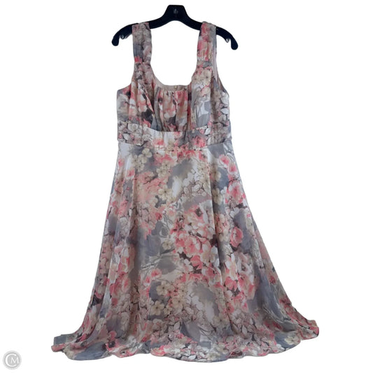 Dress Casual Midi By Dressbarn In Grey & Orange, Size: L