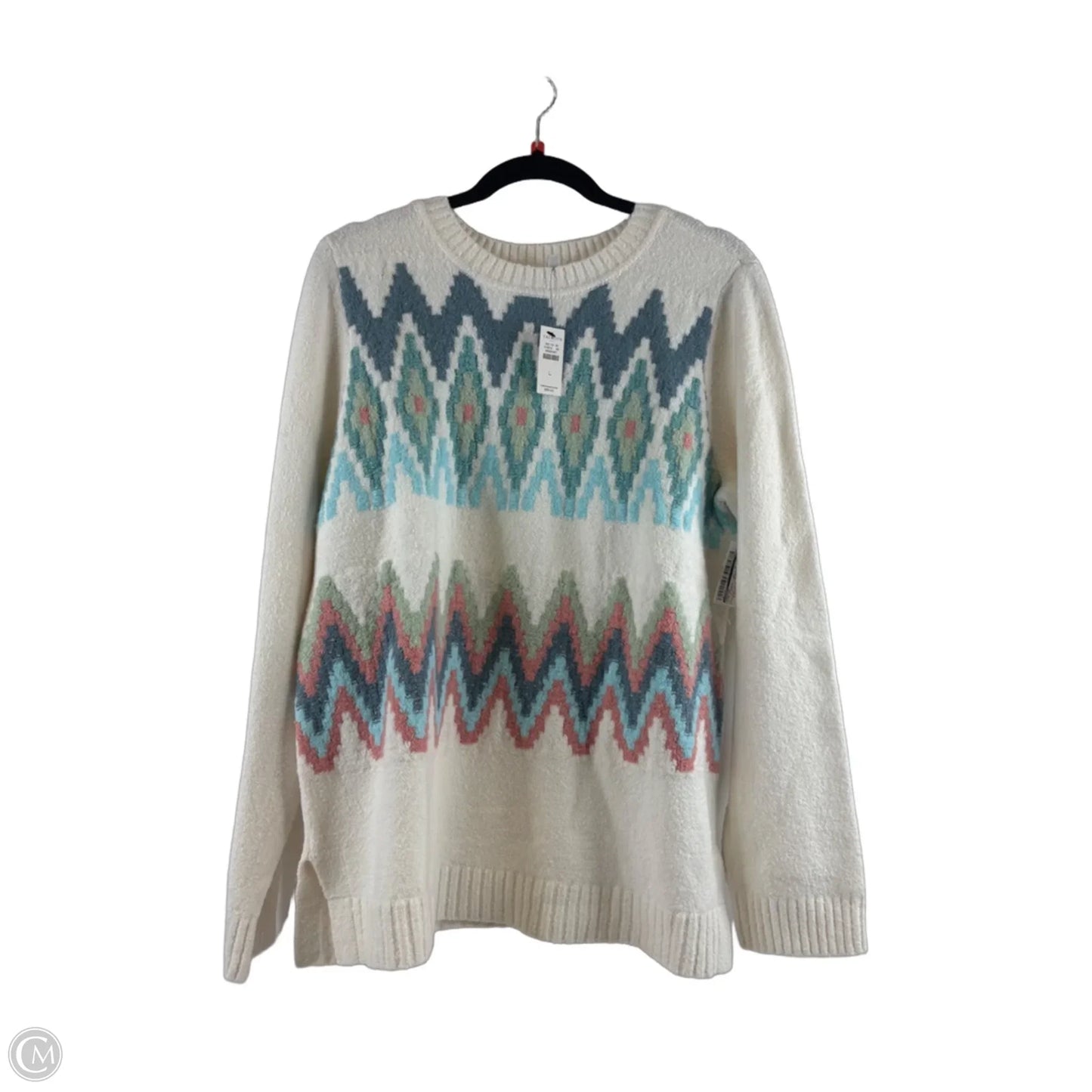 Sweater By Talbots In Blue & White, Size: L