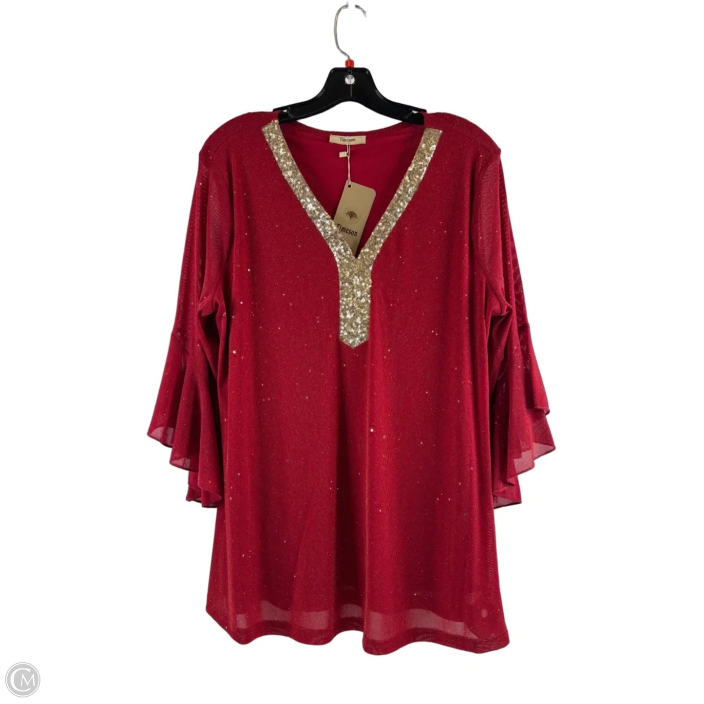 Top Long Sleeve By Clothes Mentor In Red, Size: L