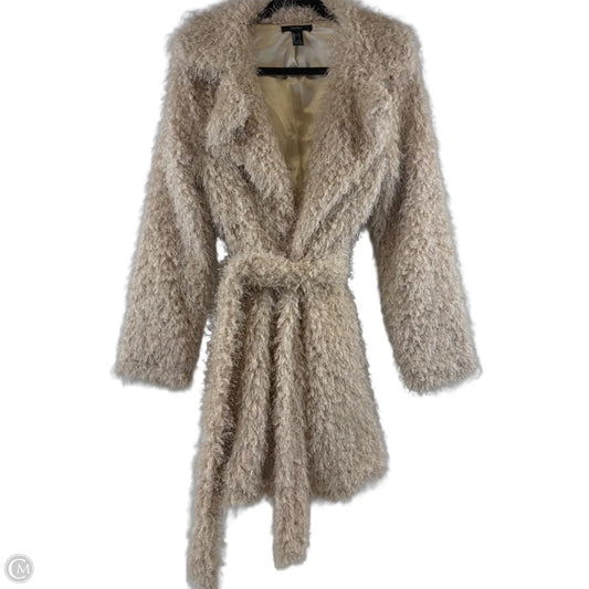 Coat Faux Fur & Sherpa By Forever 21 In Tan, Size: L