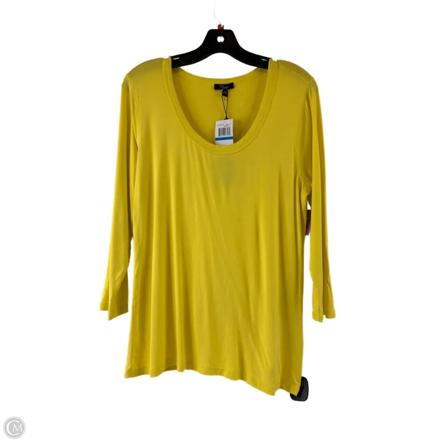 Top 3/4 Sleeve Basic By Cupio In Yellow, Size: Xl