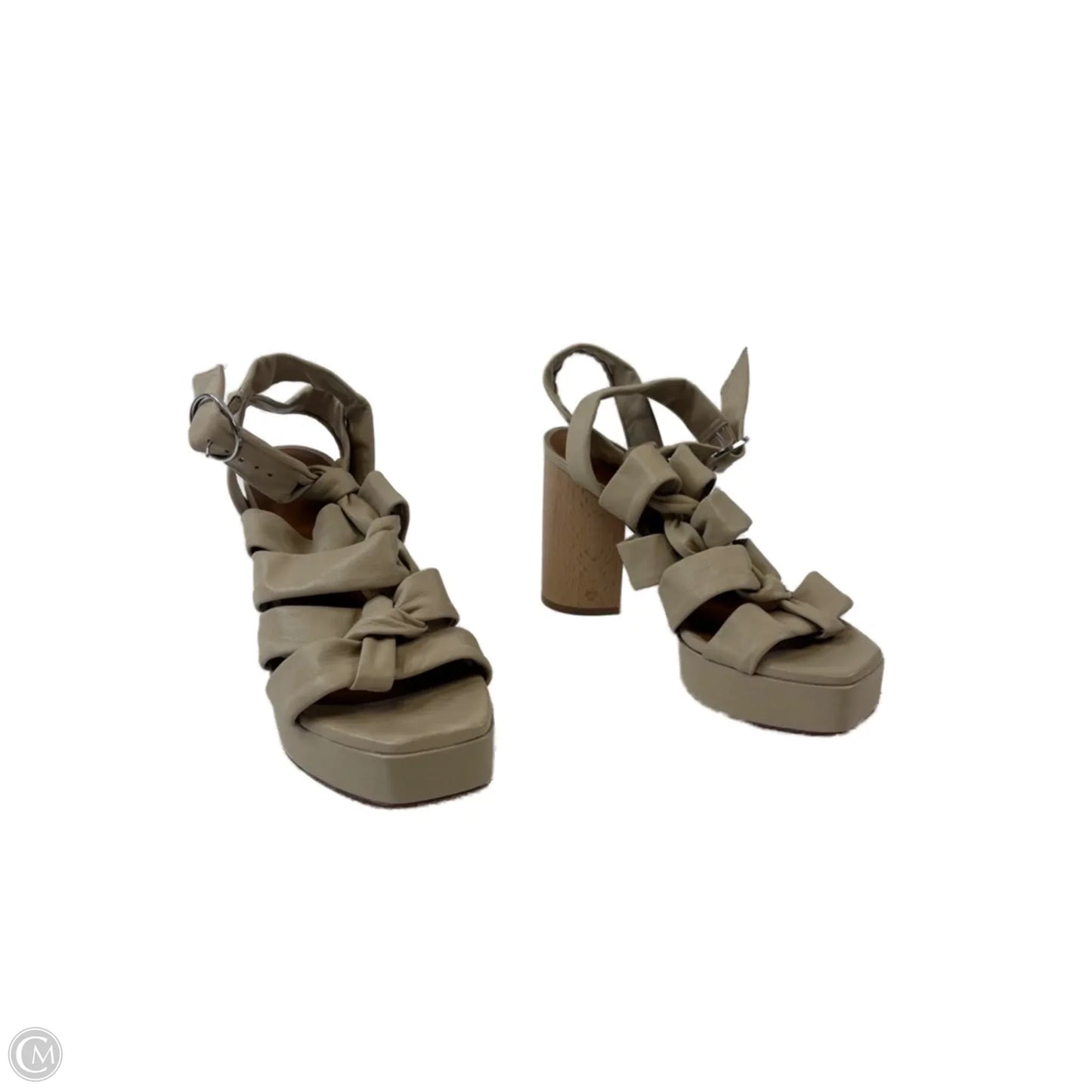 Sandals Heels Block By Clothes Mentor In Taupe, Size: 6