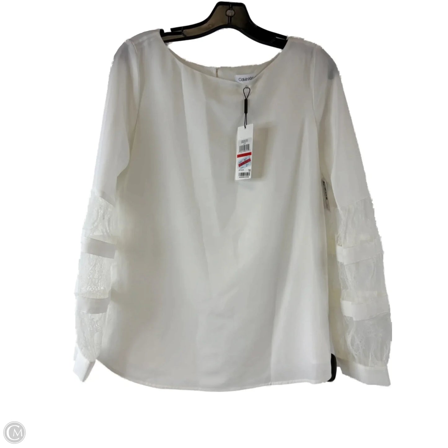 Top Long Sleeve By Calvin Klein In White, Size: Xs