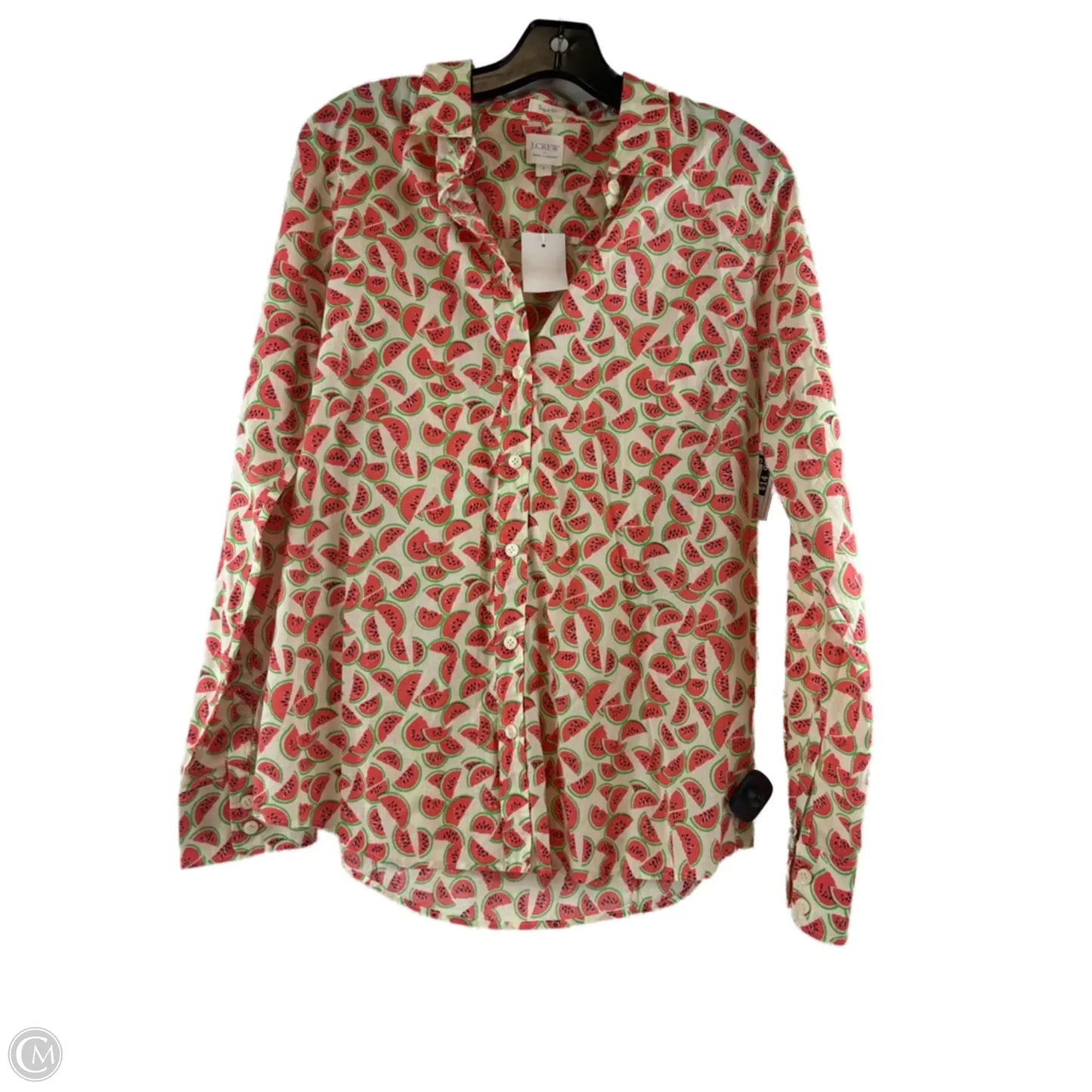 Top Long Sleeve By J. Crew In Green & Orange, Size: M