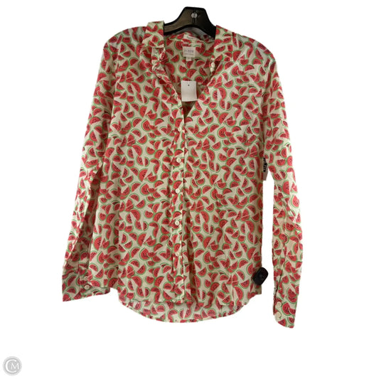 Top Long Sleeve By J. Crew In Green & Orange, Size: M