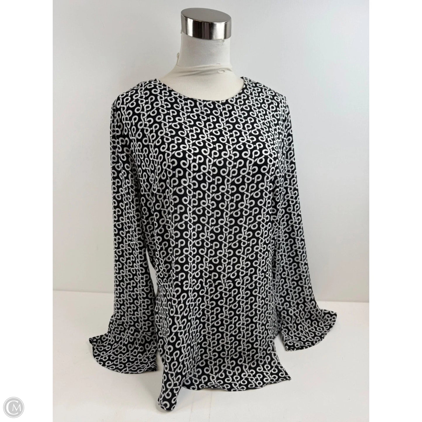 Top Long Sleeve Basic By Ann Taylor In Black & White, Size: M