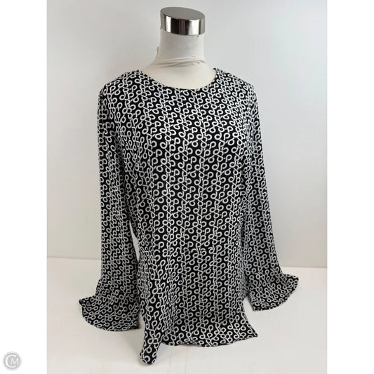 Top Long Sleeve Basic By Ann Taylor In Black & White, Size: M