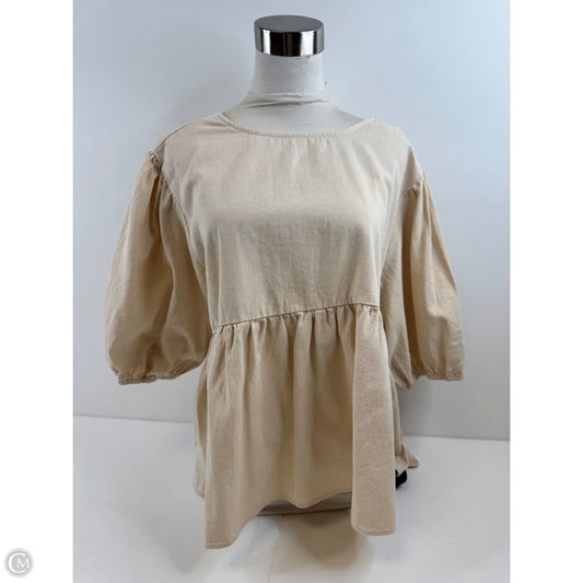 Top Short Sleeve By Pol In Beige, Size: M