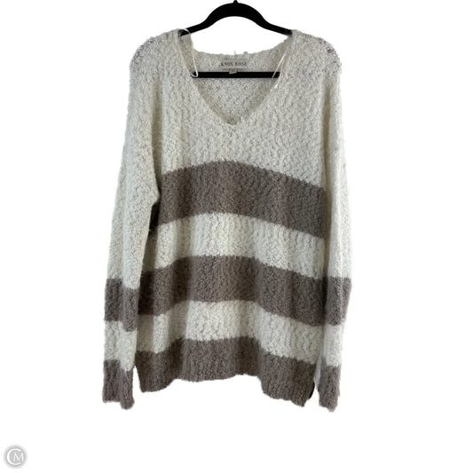 Sweater By Knox Rose In Tan & White, Size: Xxl