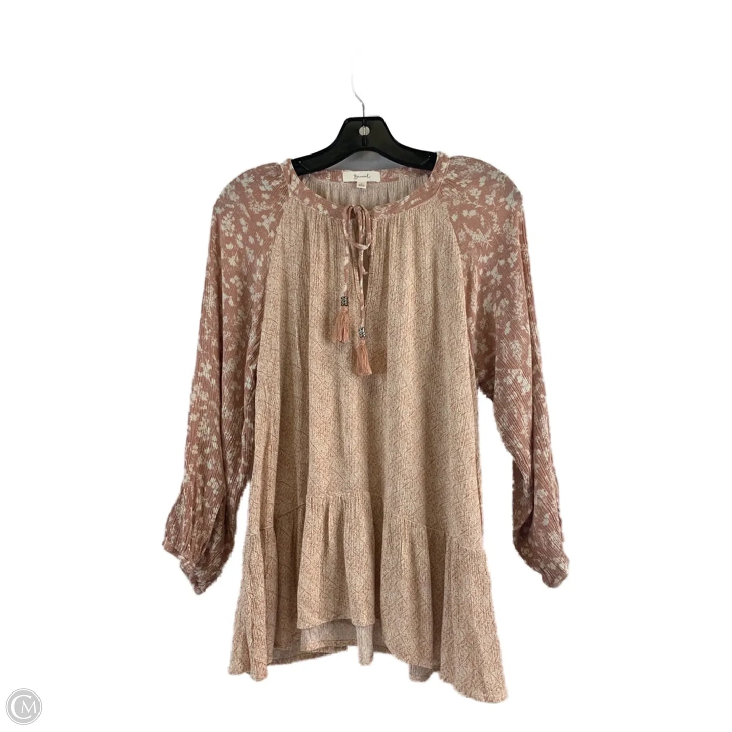 Top 3/4 Sleeve By Clothes Mentor In Pink & White, Size: L