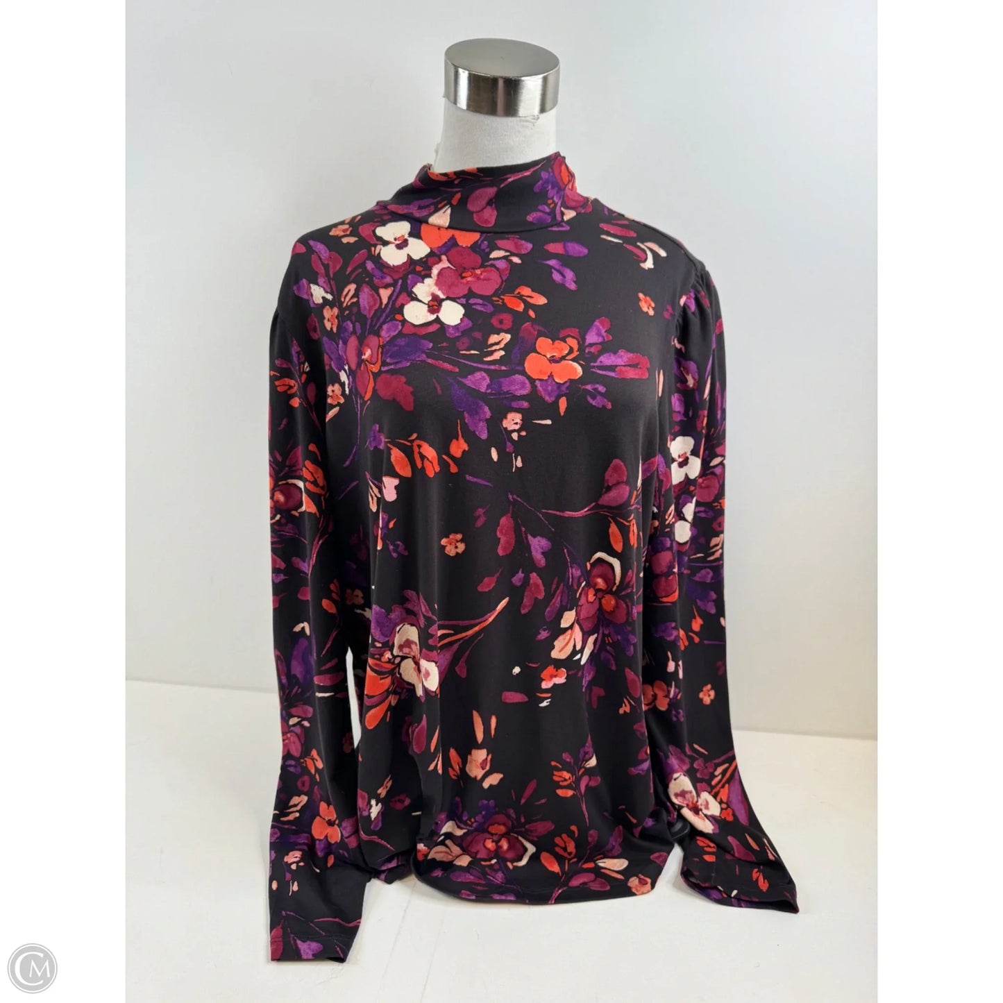 Top Long Sleeve By Susan Graver In Orange & Purple, Size: L