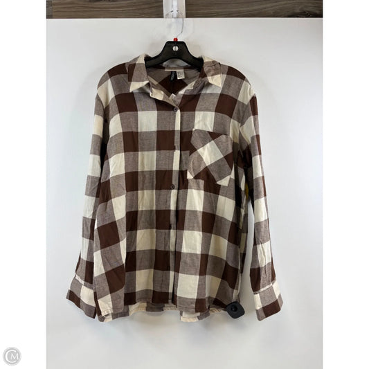 Top Long Sleeve By Divided In Brown & Cream, Size: S