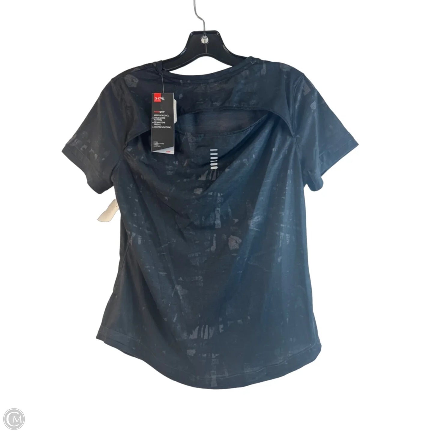 Athletic Top Short Sleeve By Under Armour In Black & Grey, Size: M