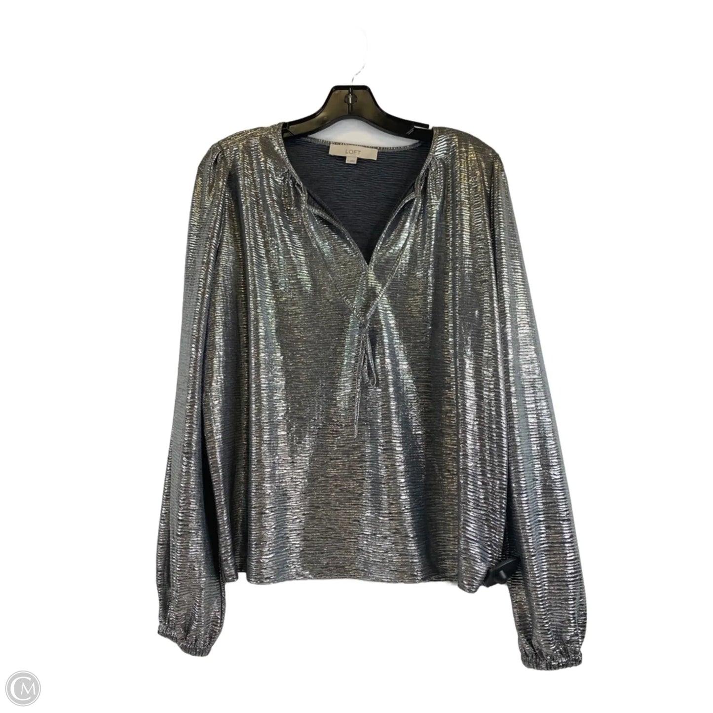 Top Long Sleeve By Loft In Silver, Size: M