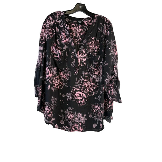 Top 3/4 Sleeve By Torrid In Black & Pink, Size: 2x