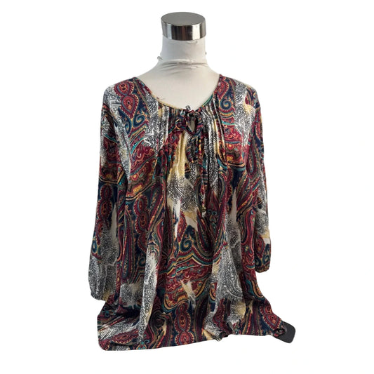 Top 3/4 Sleeve By Roz And Ali In Paisley Print, Size: 2x